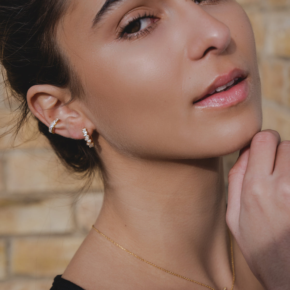 9ct Gold Multi Stone Hoop Earrings