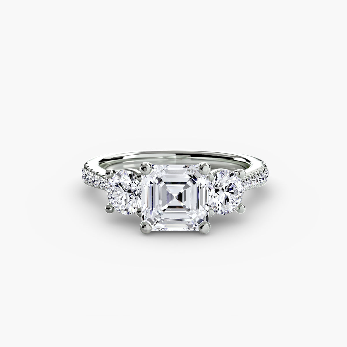 Three Stone with Pavé Band