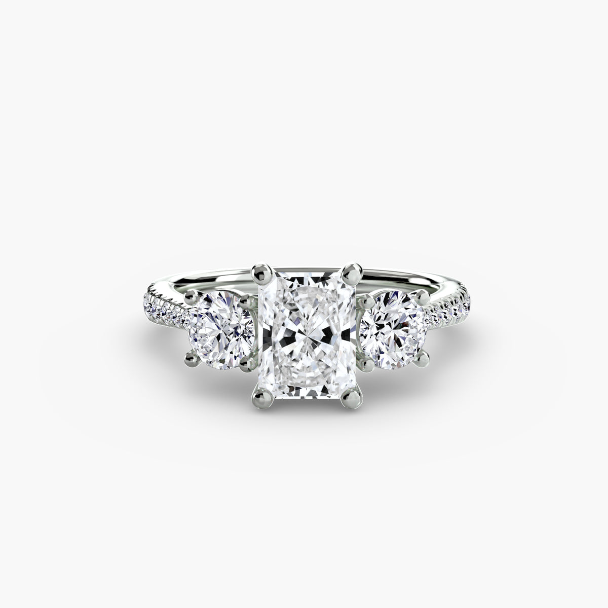 Three Stone with Pavé Band