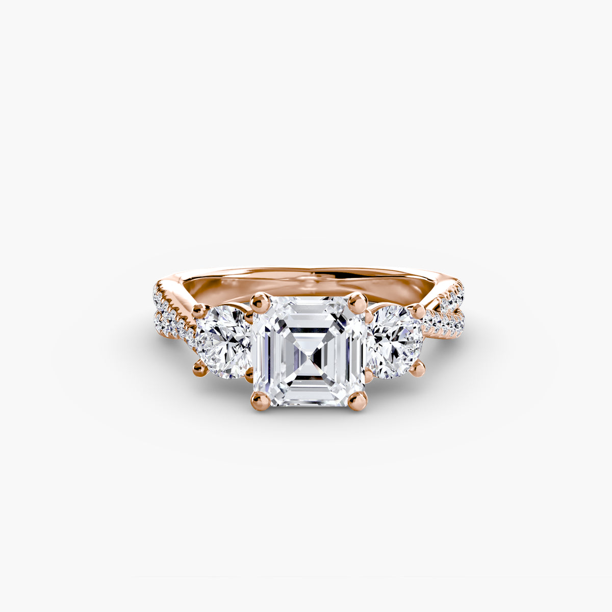 3 Stone Ring with fancy Pavé Band