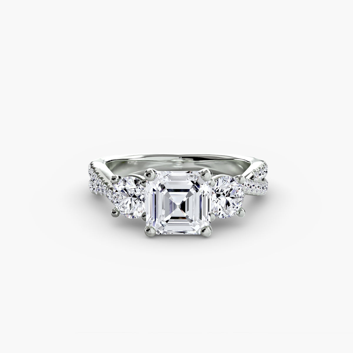3 Stone Ring with fancy Pavé Band