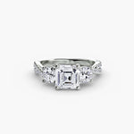 3 Stone Ring with fancy Pavé Band