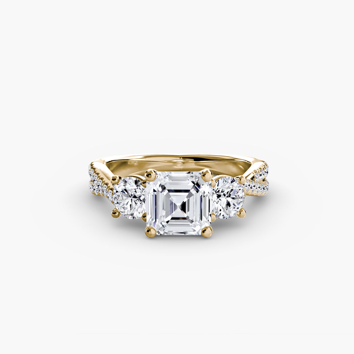 3 Stone Ring with fancy Pavé Band