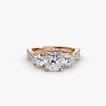 3 Stone Ring with fancy Pavé Band