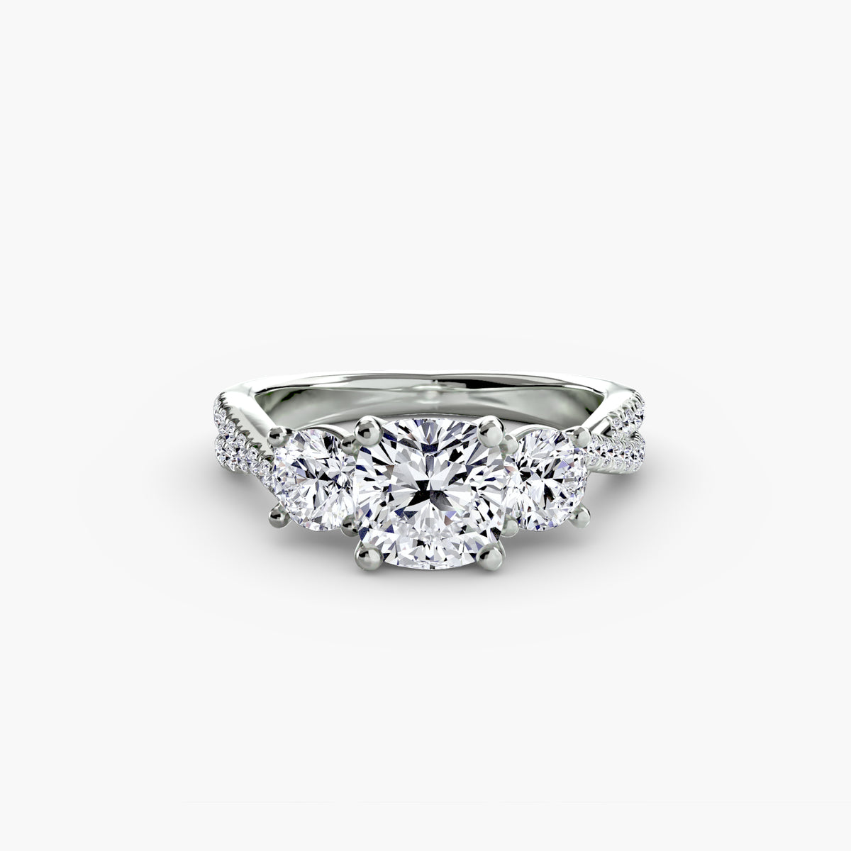 3 Stone Ring with fancy Pavé Band
