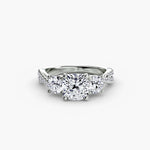 3 Stone Ring with fancy Pavé Band