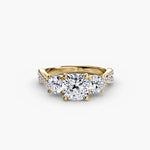 3 Stone Ring with fancy Pavé Band