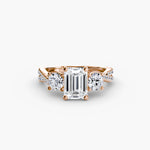 3 Stone Ring with fancy Pavé Band
