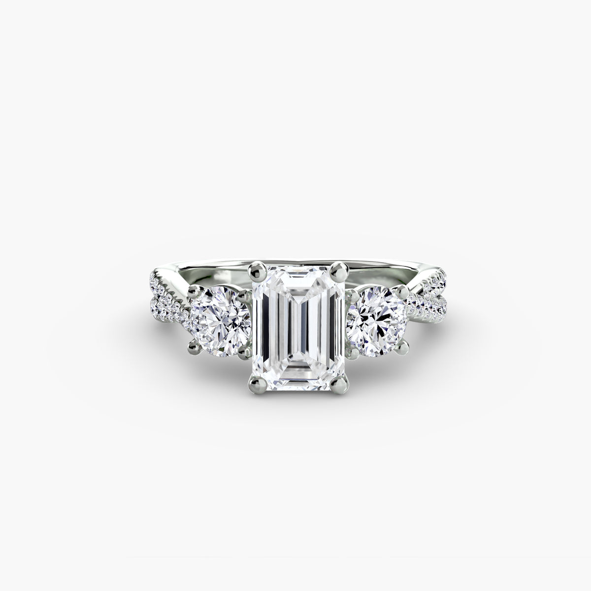 3 Stone Ring with fancy Pavé Band