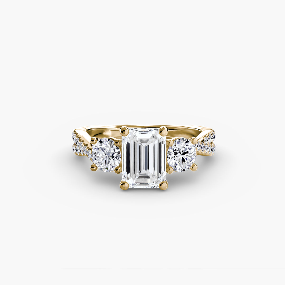 3 Stone Ring with fancy Pavé Band