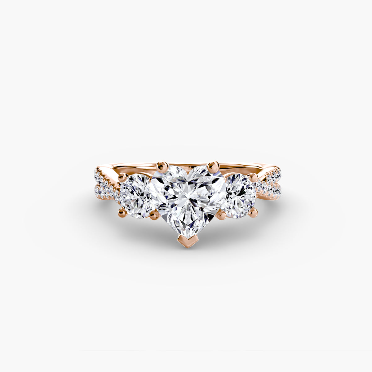 3 Stone Ring with fancy Pavé Band