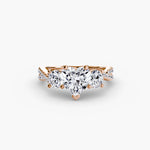 3 Stone Ring with fancy Pavé Band