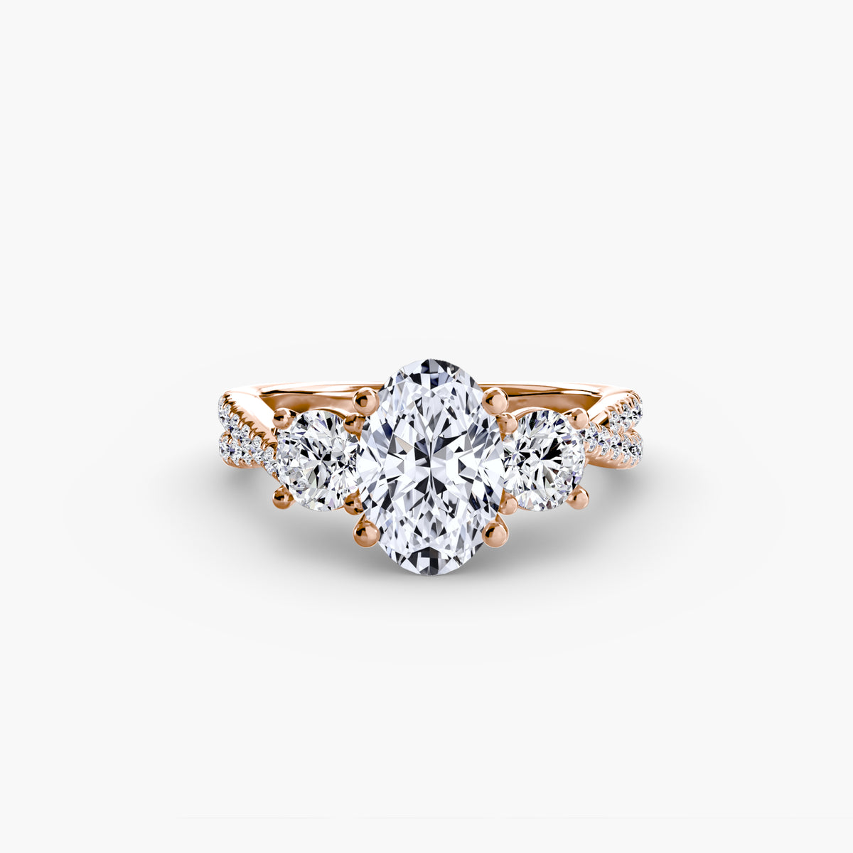 3 Stone Ring with fancy Pavé Band