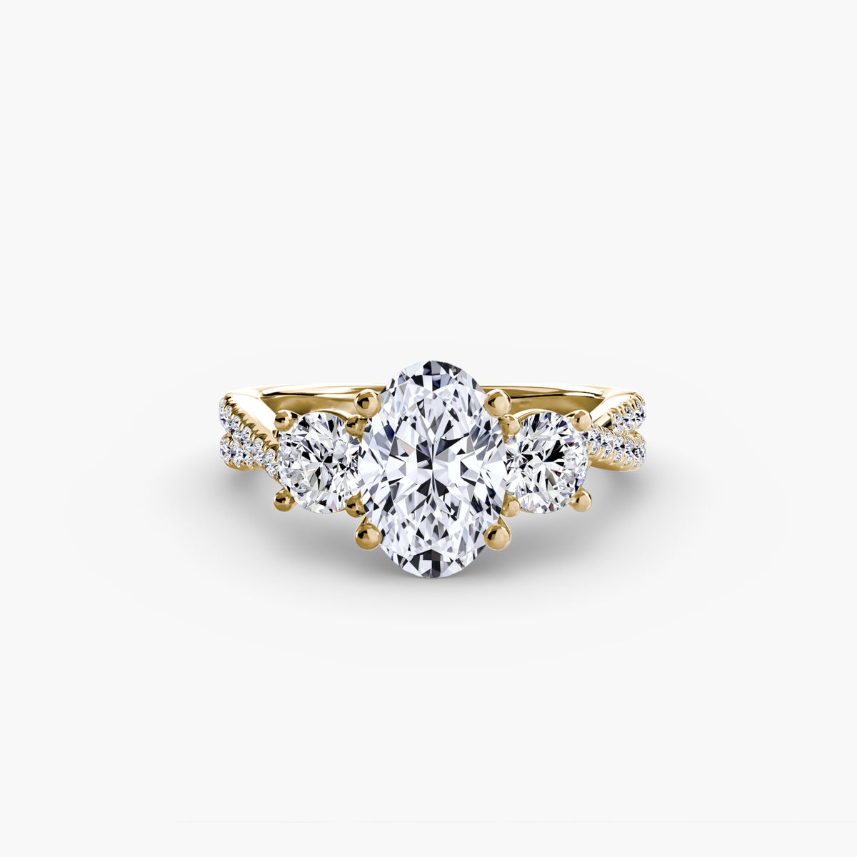 3 Stone Ring with fancy Pavé Band