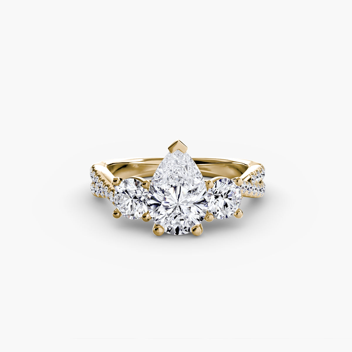 3 Stone Ring with fancy Pavé Band