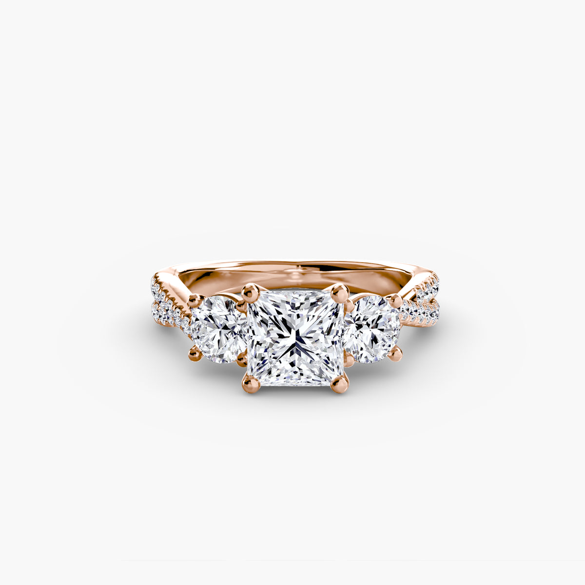 3 Stone Ring with fancy Pavé Band