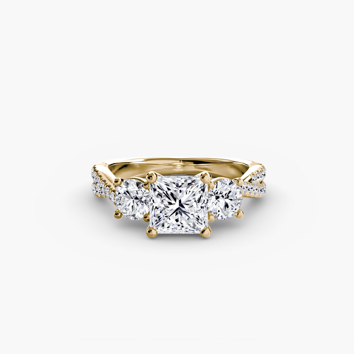 3 Stone Ring with fancy Pavé Band