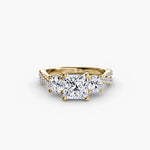 3 Stone Ring with fancy Pavé Band