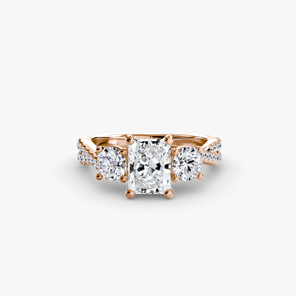 3 Stone Ring with fancy Pavé Band