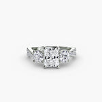 3 Stone Ring with fancy Pavé Band