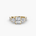 3 Stone Ring with fancy Pavé Band