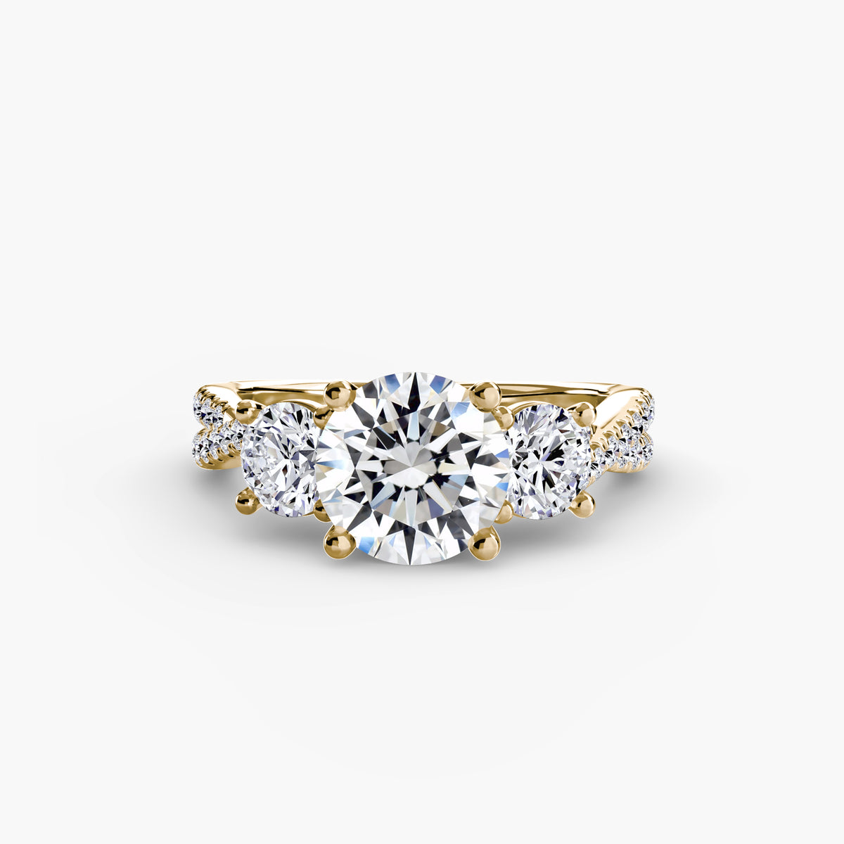3 Stone Ring with fancy Pavé Band