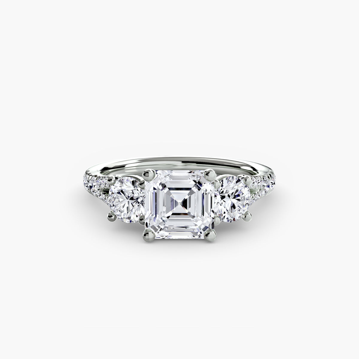 3 Stone with Pavé Band