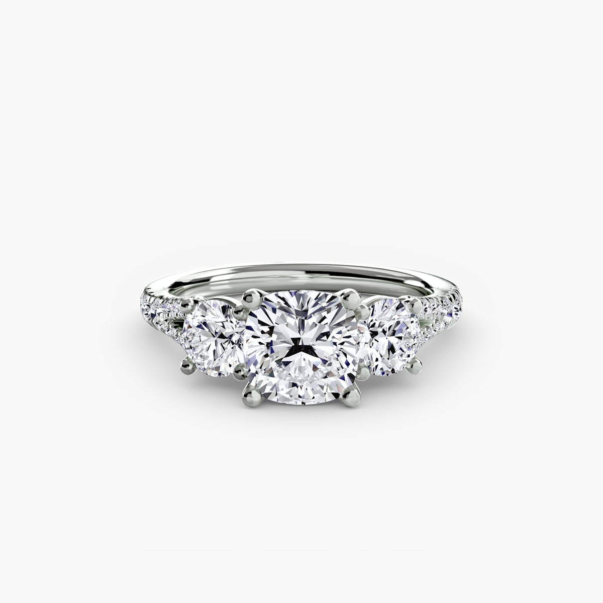 3 Stone with Pavé Band