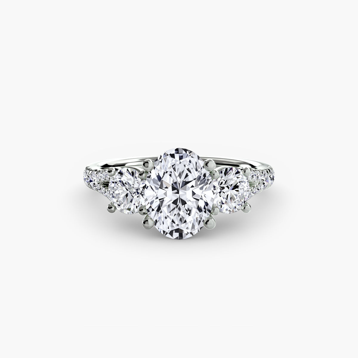 3 Stone with Pavé Band