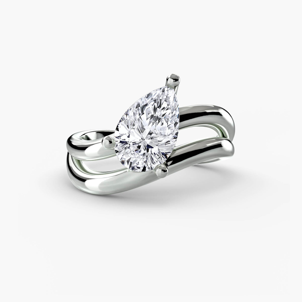 Pear shape Diamond Wave Ring