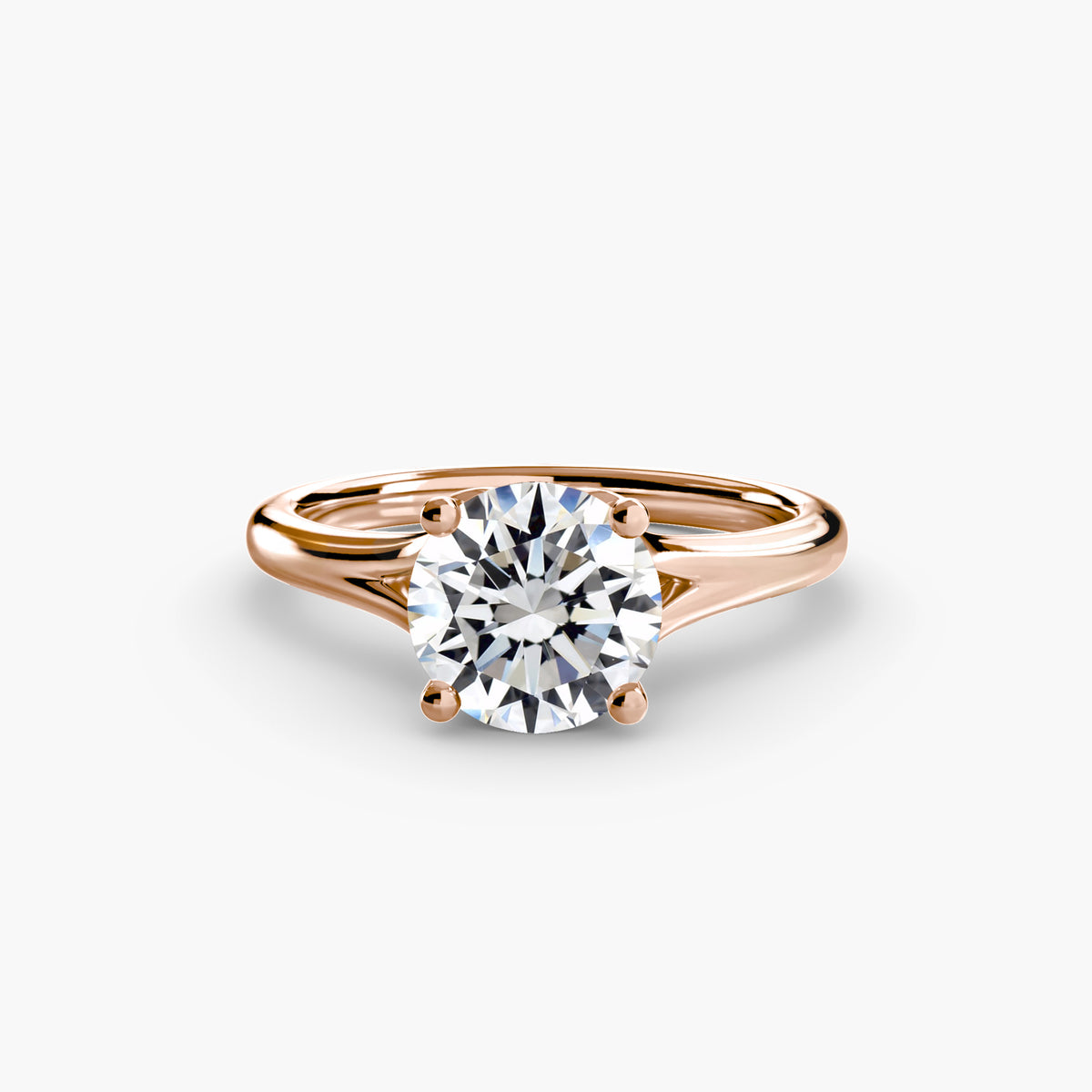 Solitaire Ring with V Shape Band