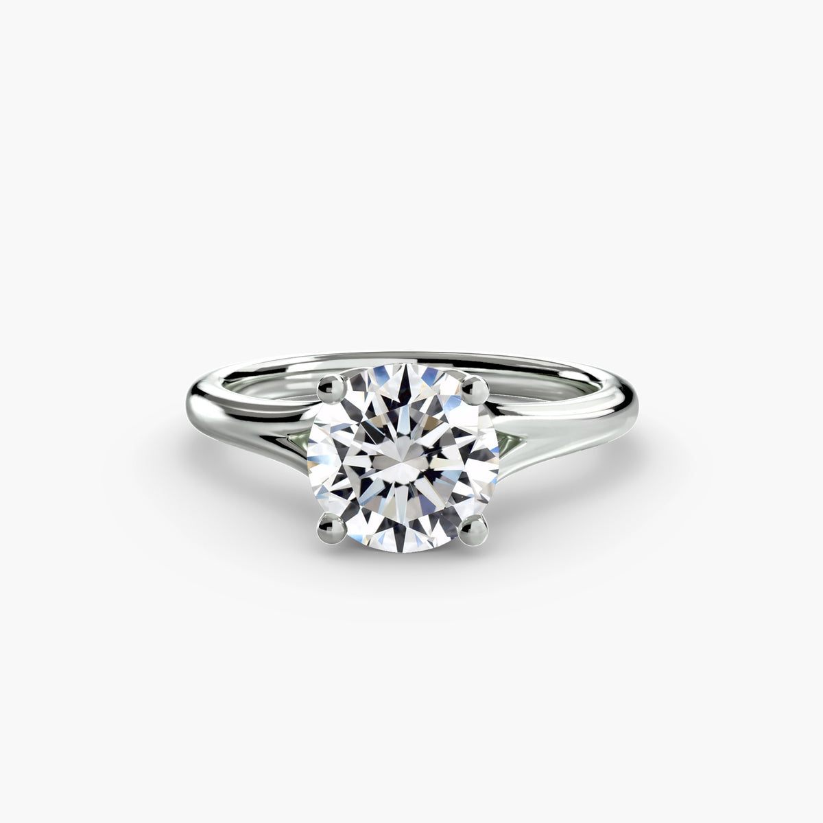 Solitaire Ring with V Shape Band