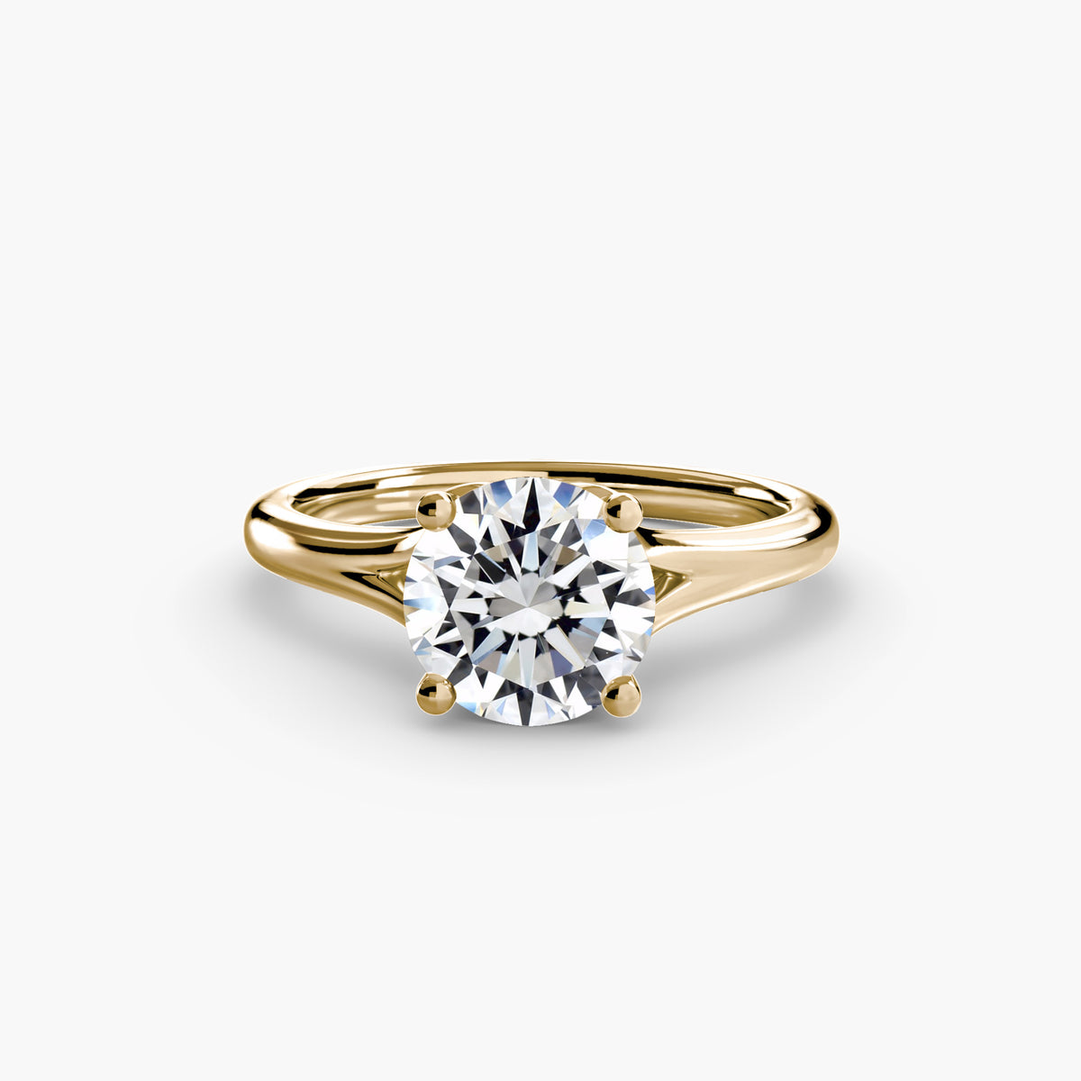 Solitaire Ring with V Shape Band