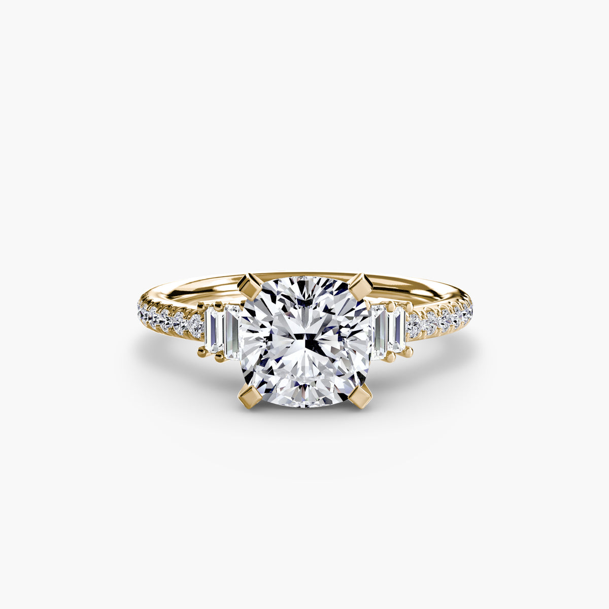 Solitaire with Baguette Sides & Pavé Band