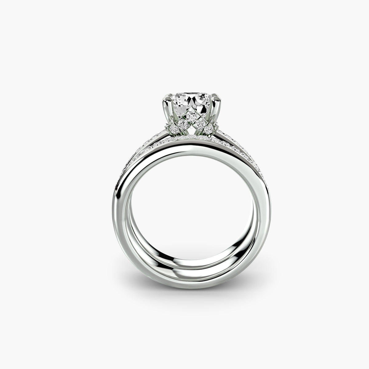Solitaire Ring with Baguette Channel