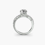 Solitaire with tapered side stones & pave details