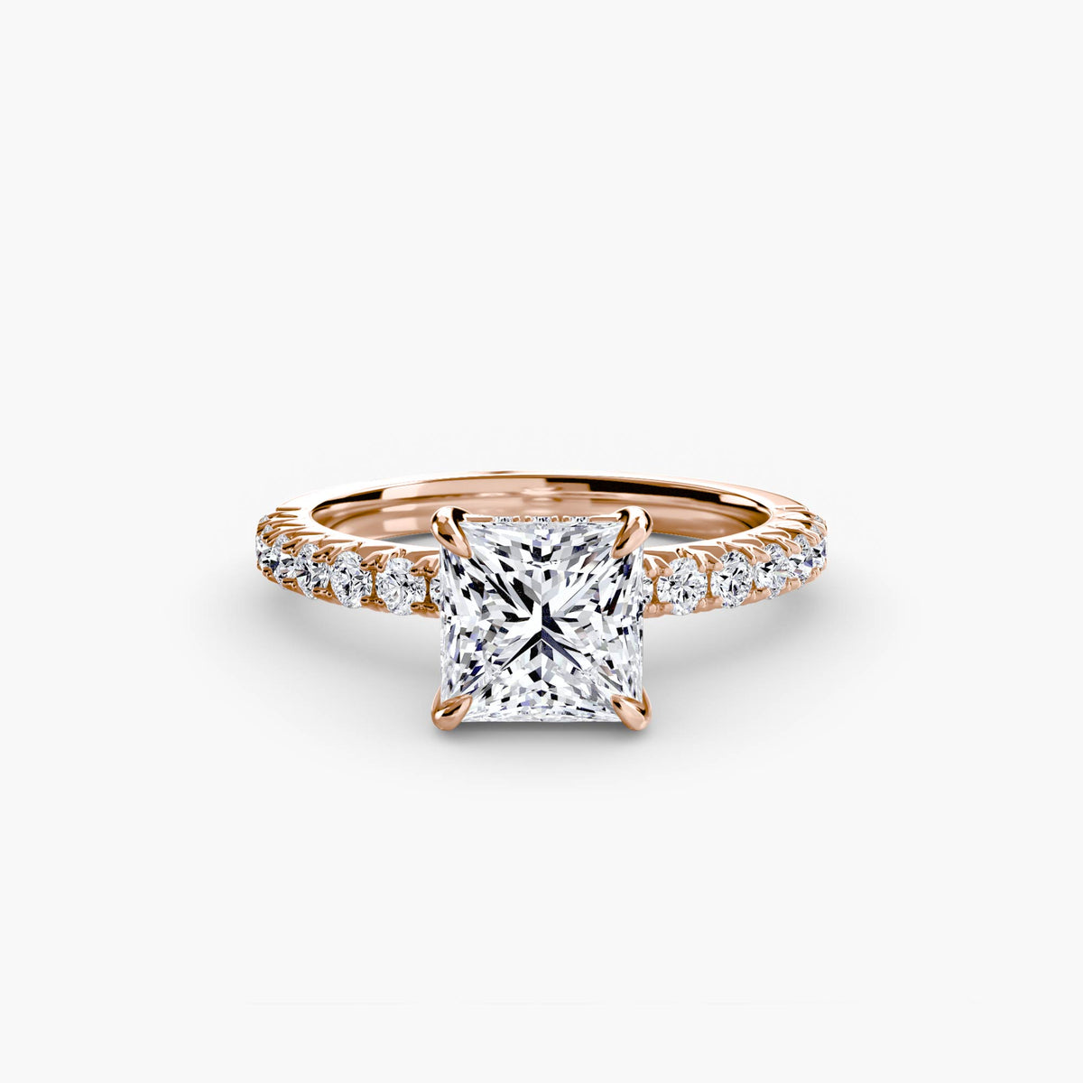Hidden Halo Ring with Pavé sides