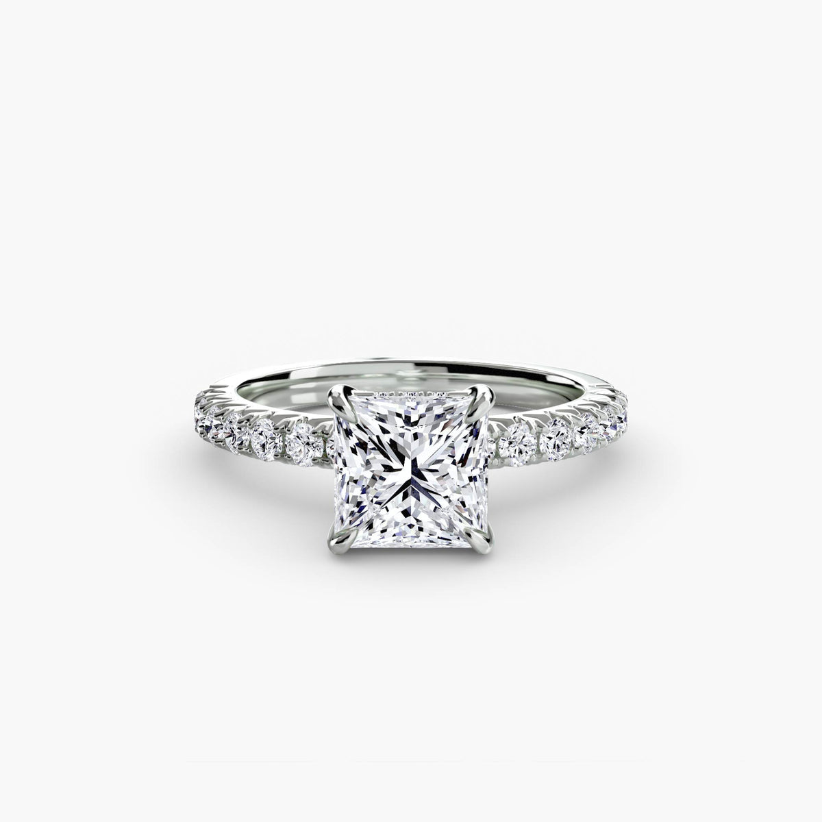 Hidden Halo Ring with Pavé sides