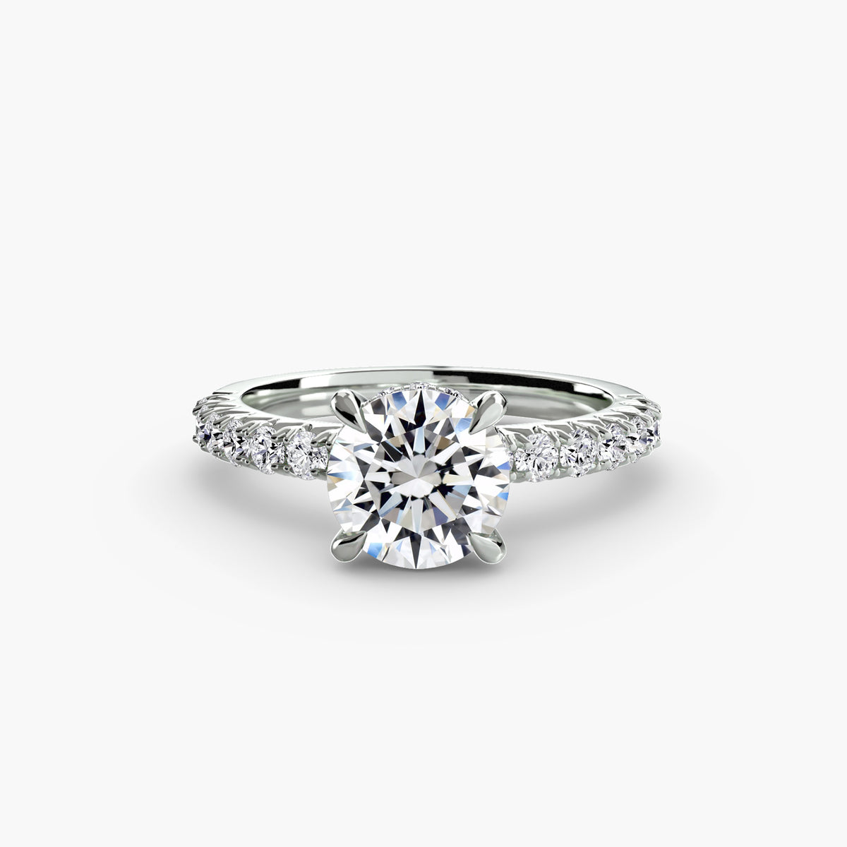 Hidden Halo Ring with Pavé sides