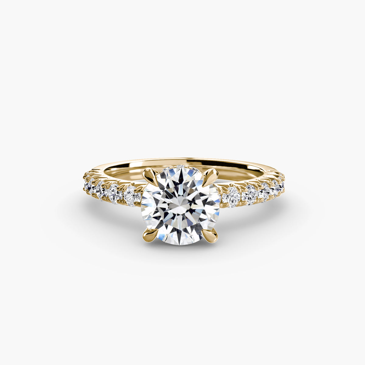 Hidden Halo Ring with Pavé sides