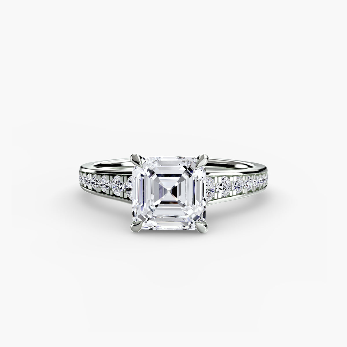 Solitaire with channel set side stones