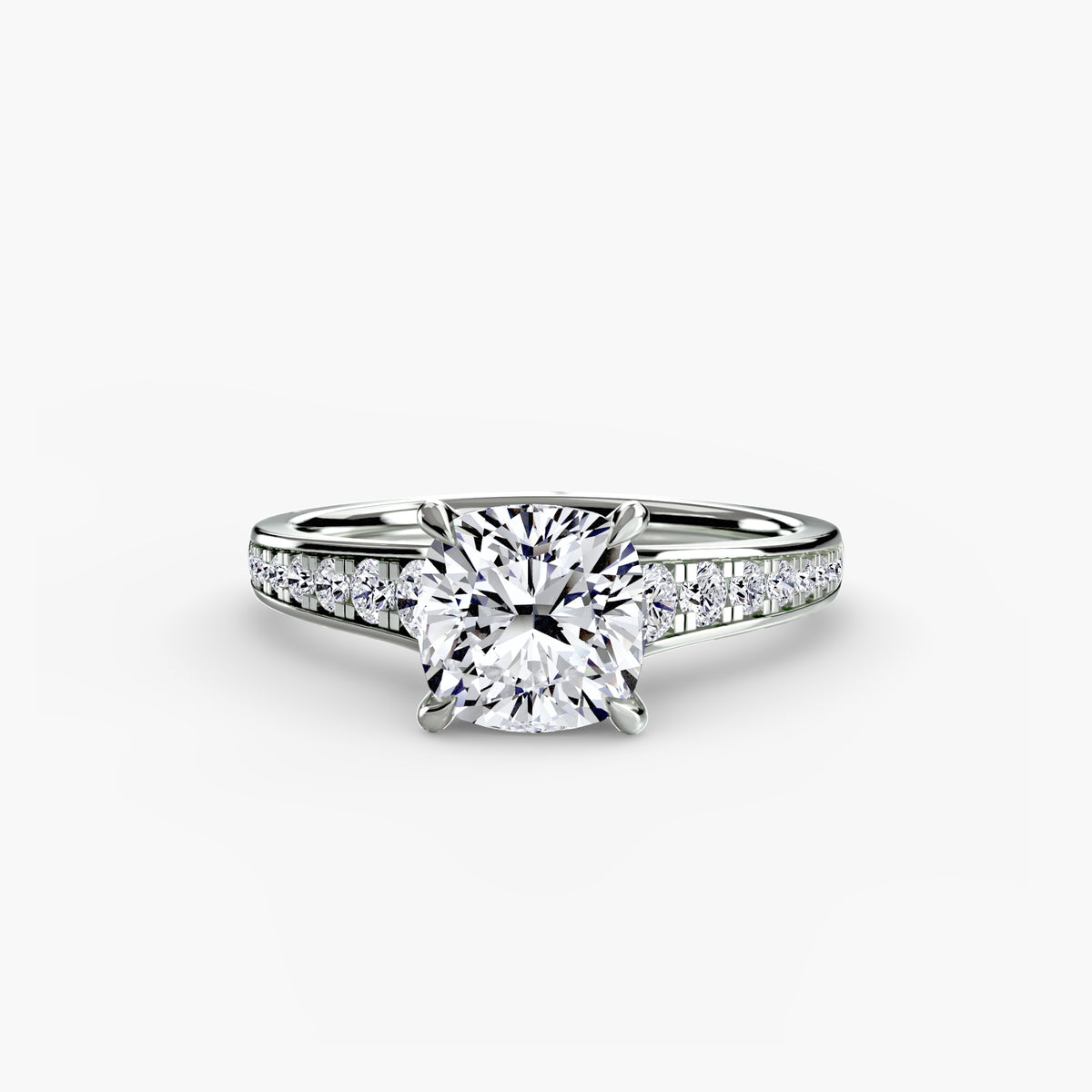 Solitaire with channel set side stones
