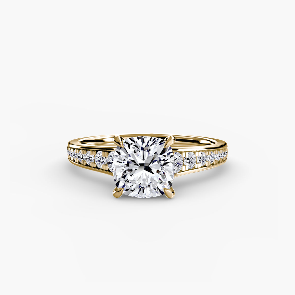 Solitaire with channel set side stones