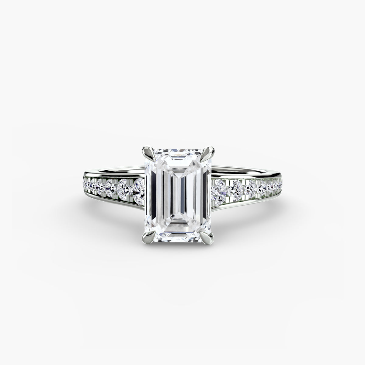 Solitaire with channel set side stones