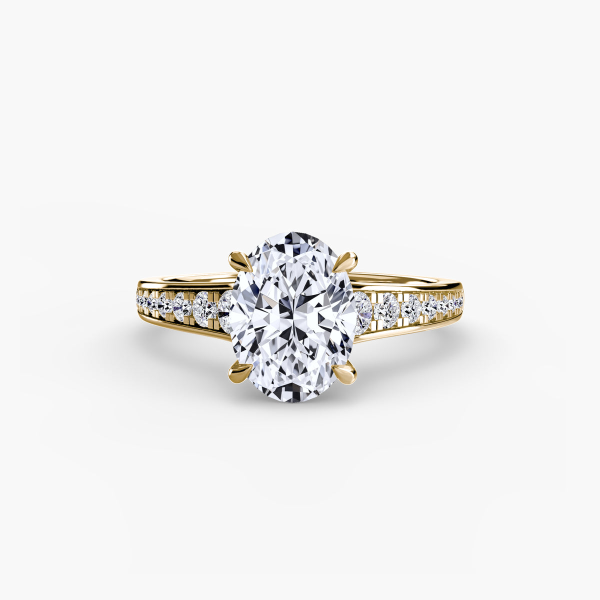Solitaire with channel set side stones