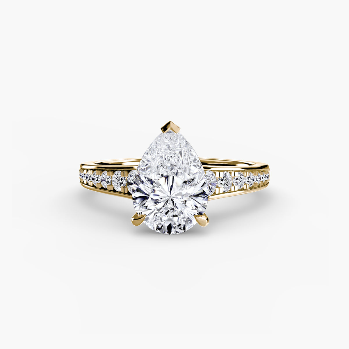 Solitaire with channel set side stones