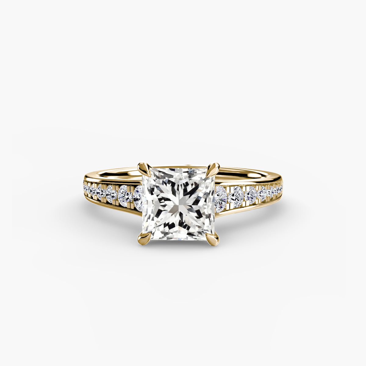 Solitaire with channel set side stones
