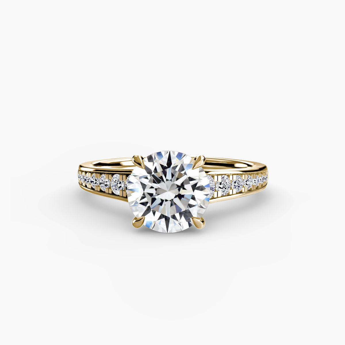 Solitaire with channel set side stones