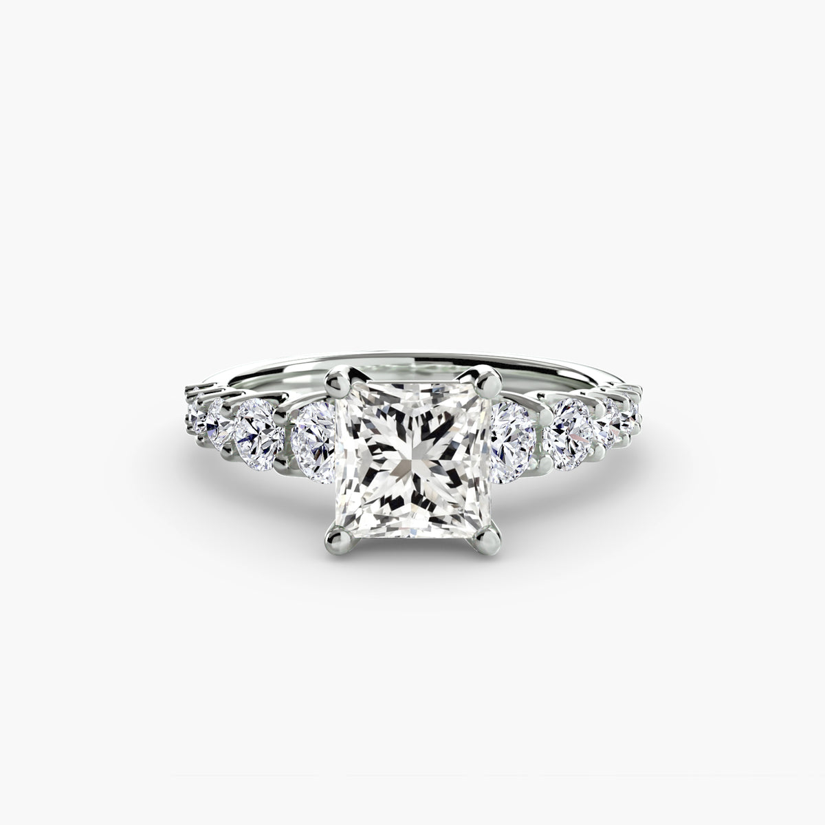 Diamond Solitaire with Graduated Accent shoulders