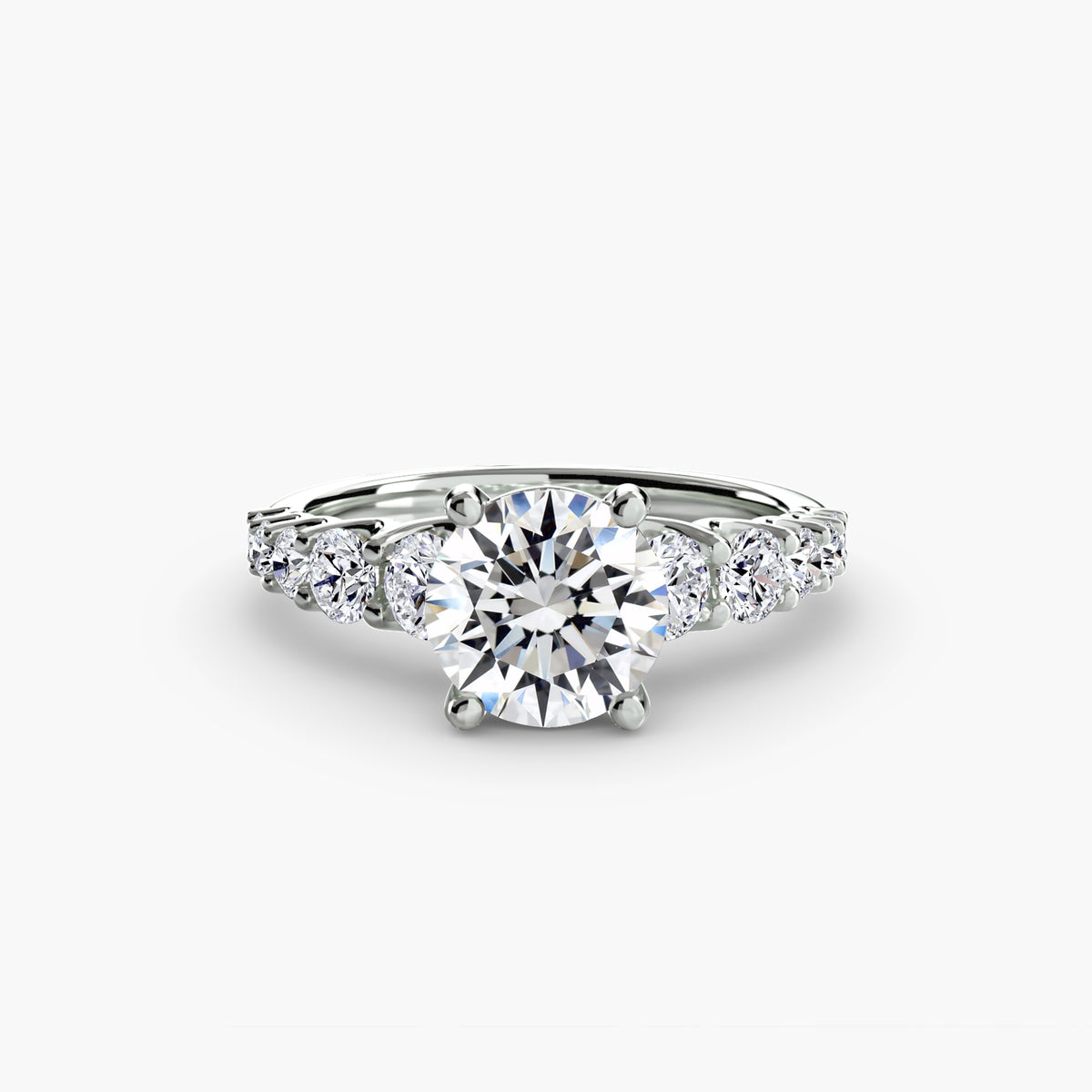 Diamond Solitaire with Graduated Accent shoulders
